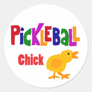 Lustige Pickleball Küken-Kunst Runder Aufkleber