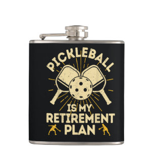 Lustige Pickleball Mein Rentenplan Vintage Flachmann