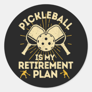 Lustige Pickleball Mein Rentenplan Vintage Runder Aufkleber