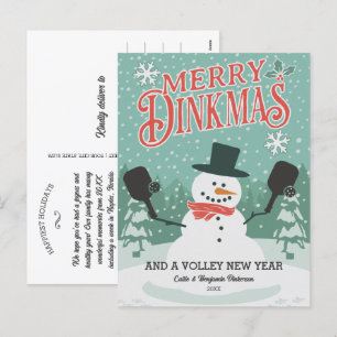 Lustige Pickleball-Schneemann-Frohe-Weihnachten-Po Feiertagspostkarte
