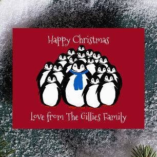 Lustige Pinguin-Familien-Weihnachts-Postkarte Feiertagspostkarte