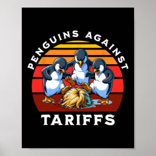 Lustige Pinguine gegen Zölle leisten Widerstand Mä Poster