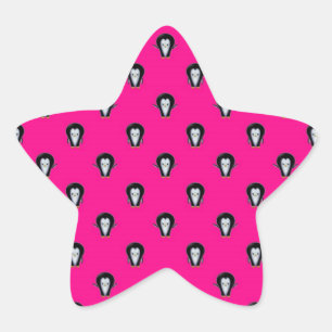 Lustige Pinguine über Hot Pink Muster Stern-Aufkleber