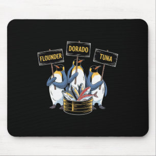 Lustige Pinguine verkaufen Flunder Dorado Thunfisc Mousepad