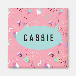 Lustige Pink-90er-Retro-Grafiken Magnet