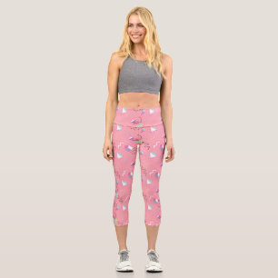Lustige Pinke 1990er Jahre Retro-Grafiken Capri Leggings