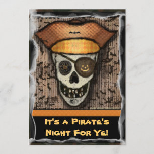 Lustige Piratenschädel-Halloween-Party-Einladung Einladung