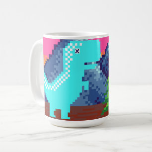 Lustige Pixel-Gamer-Pixelart-Dinosaurier-Illustrat Kaffeetasse