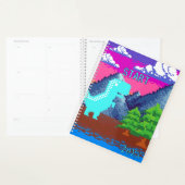 Lustige Pixel-Gamer-Pixelart-Dinosaurier-Illustrat Planer (Anzeige)