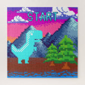 Lustige Pixel Gamer Pixelart-Dinosaurier-Illustrat Puzzle (Vertikal)