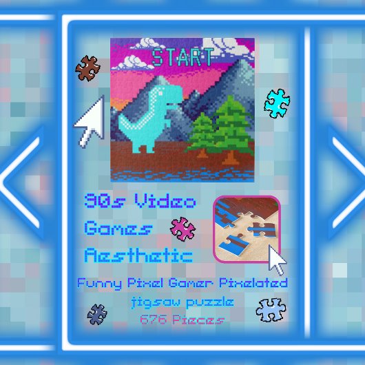 Lustige Pixel Gamer Pixelart-Dinosaurier-Illustrat Puzzle