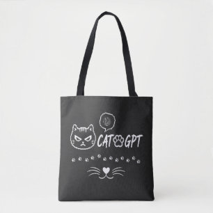 Lustige Pixel-Katze KI / Lustige Katzen-Tech-Zitat Tasche