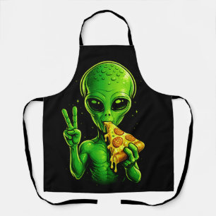 Lustige Pizza-Koch-Schürze Alien-Pizza-Liebhaber K Schürze