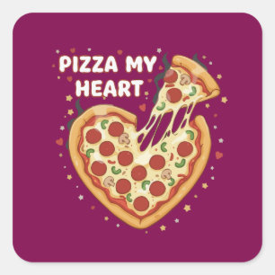 Lustige Pizza Mein Herz Pun Süße Valentinstag-Fo Quadratischer Aufkleber