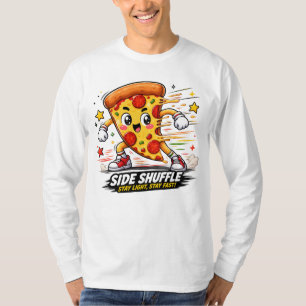 Lustige Pizza-Seit-Shuffle-Workout-Cartoon-Mascott T-Shirt