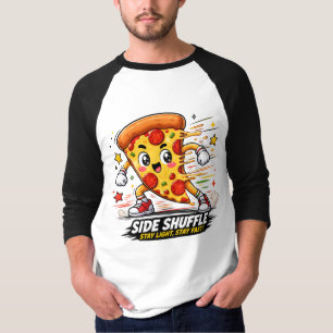 Lustige Pizza-Seit-Shuffle-Workout-Cartoon-Mascott T-Shirt