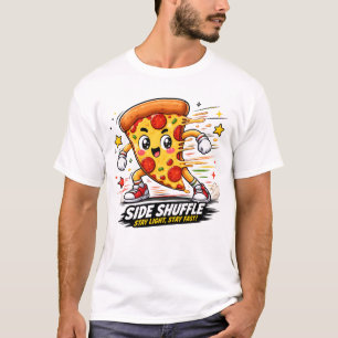Lustige Pizza-Seit-Shuffle-Workout-Cartoon-Mascott T-Shirt
