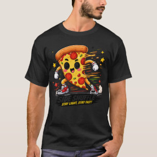 Lustige Pizza-Seit-Shuffle-Workout-Cartoon-Maskott T-Shirt