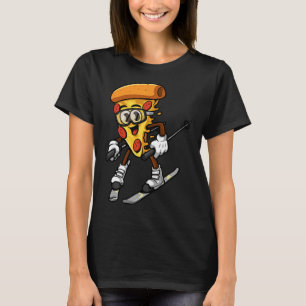 Lustige Pizza Ski Käsiger Kuchen Foodie Skifahren  T-Shirt