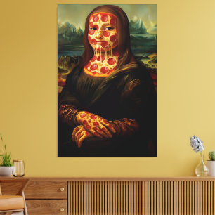 Lustige Pizza-Themen-Kunst-Parodie Leinwanddruck