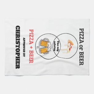 Lustige Pizza und Bier Venn-Diagramm Namens-Kitc Geschirrtuch