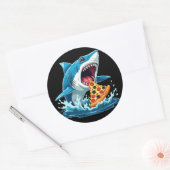 lustige Pizza zum Essen von Hai Runder Aufkleber (Umschlag)