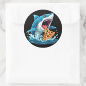 lustige Pizza zum Essen von Hai Runder Aufkleber (Tasche)