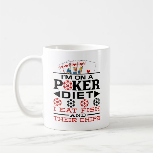 Lustige Poker-Diät-Chips-Spruch Kaffeetasse (Links)