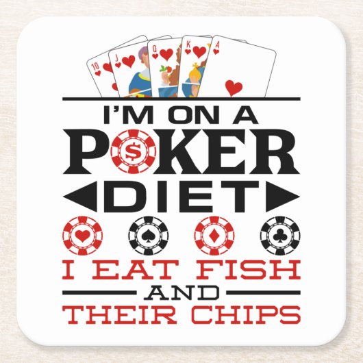 Lustige Poker-Diät-Chips-Sprüche Rechteckiger Pappuntersetzer (Vorderseite)
