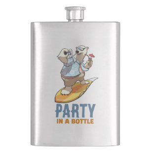 Lustige Polarbär-Party-in-einer-Flasche-Surfer-Car Flachmann