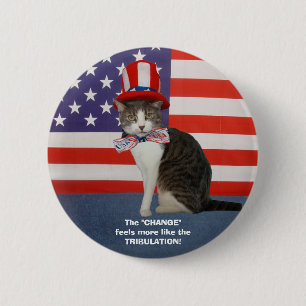 Lustige politische Katze/Miezekatze Button