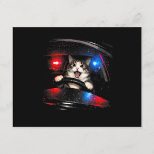 Lustige Polizei Katze fährt Auto Vintage Katze Mem Begleitkarte