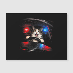 Lustige Polizei Katze fährt Auto Vintage Katze Mem Magnetkarte
