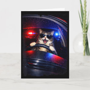 Lustige Polizei verrückte Katze fährt Auto lustige Karte