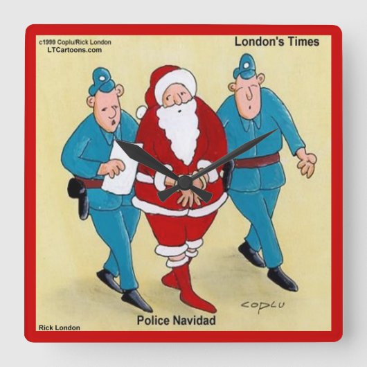 Lustige Polizeinachricht-Wanduhr Quadratische Wanduhr (Vorderseite)