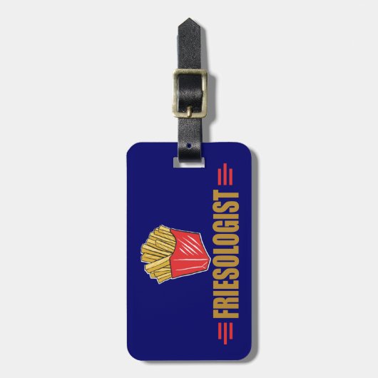 Lustige Pommes-Frites Gepäckanhänger (Vorderseite vertikal)