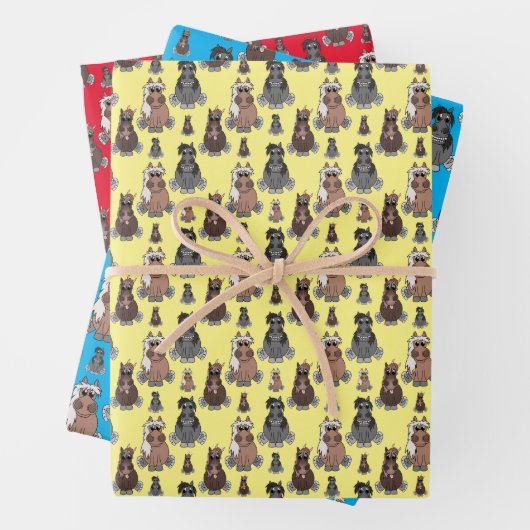 Lustige Pony 3 Farben Geschenkpapier Set (Beispiel)
