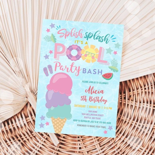 Lustige Poolparty-Geburtstagseinladung Einladung