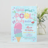 Lustige Poolparty-Geburtstagseinladung Einladung (Stehend Vorderseite)