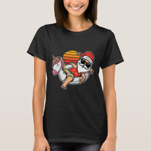 Lustige Poolparty Weihnachtsmann Weihnachten im Ju T-Shirt