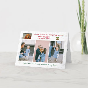 Lustige Positive Hund Katze 4 Fotos Minimalistisch Feiertagskarte