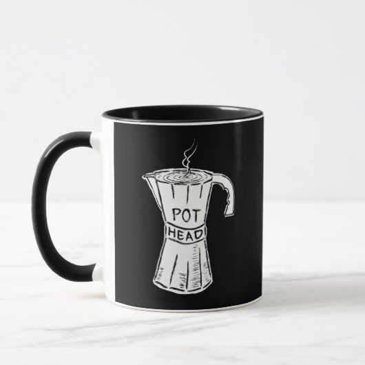 Lustige Pot-Head-Kaffeetasse Schwarz Tasse (Links)
