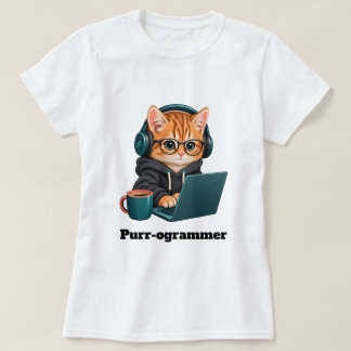 Lustige Programmierer-Katze mit Purr-ogrammer-Wort T-Shirt