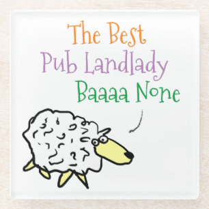 Lustige Pub-Wirtin Schaf Beste Baaa Keine Cartoon Glasuntersetzer