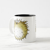 lustige Pufferfische Zweifarbige Tasse (Vorderseite Links)