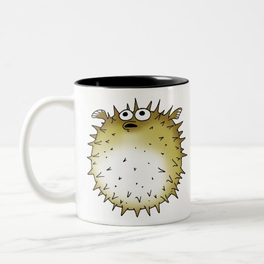 lustige Pufferfische Zweifarbige Tasse (Links)