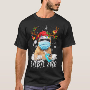 Lustige Pug-Weihnachts-Rentier-Gesichtsmaske Bye B T-Shirt