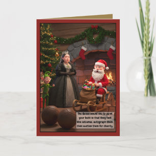 Lustige Queen Victoria viktorianisches Weihnachten Karte