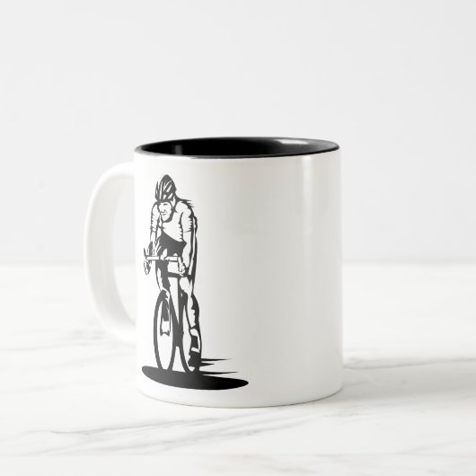 Lustige Radfahrer-Skizze - radfahrenkaffee-Tasse - Zweifarbige Tasse (Vorderseite Links)