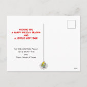 Lustige Radfahrer-Weihnachtsmann-Feiertags-Grüße Feiertagspostkarte (Rückseite)